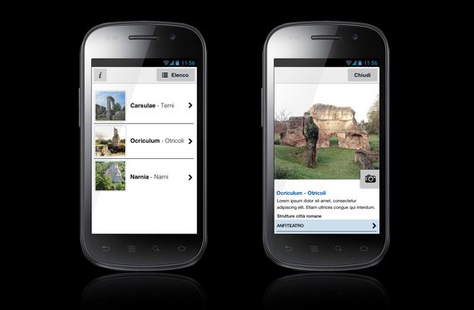 Le schermate dell'app Antica Via Flaminia