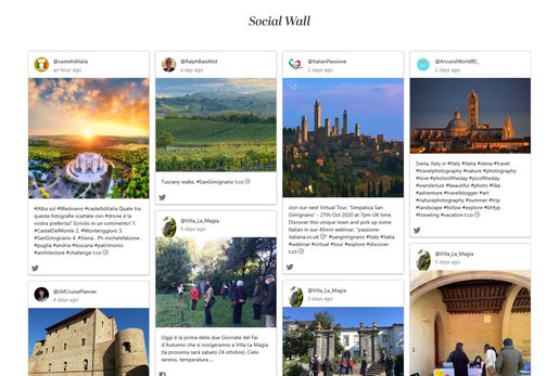 Il social wall con alcuni post