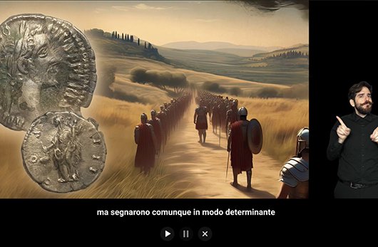 schermata del video con immagine, sottotitolo e video LIS